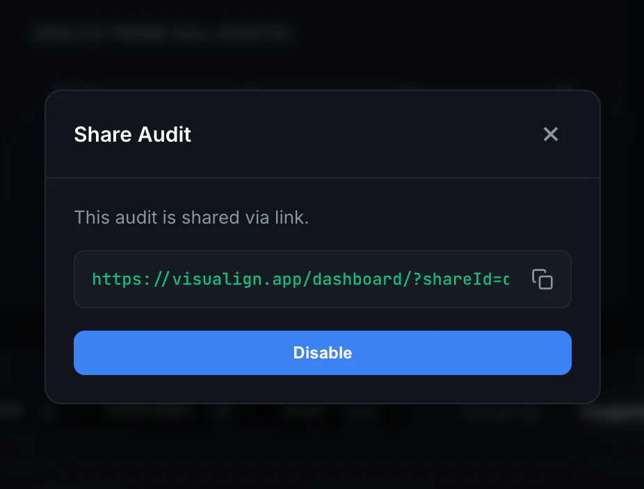 Shareable Link Interface